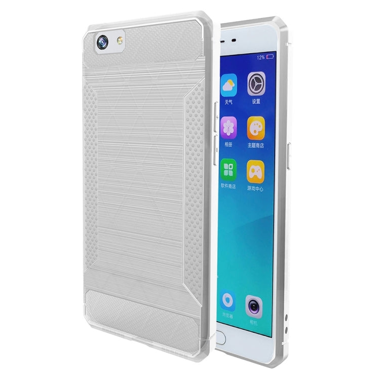 For OPPO  R9s Brushed Texture Carbon Fiber Anti-slip TPU Protective Cover Case