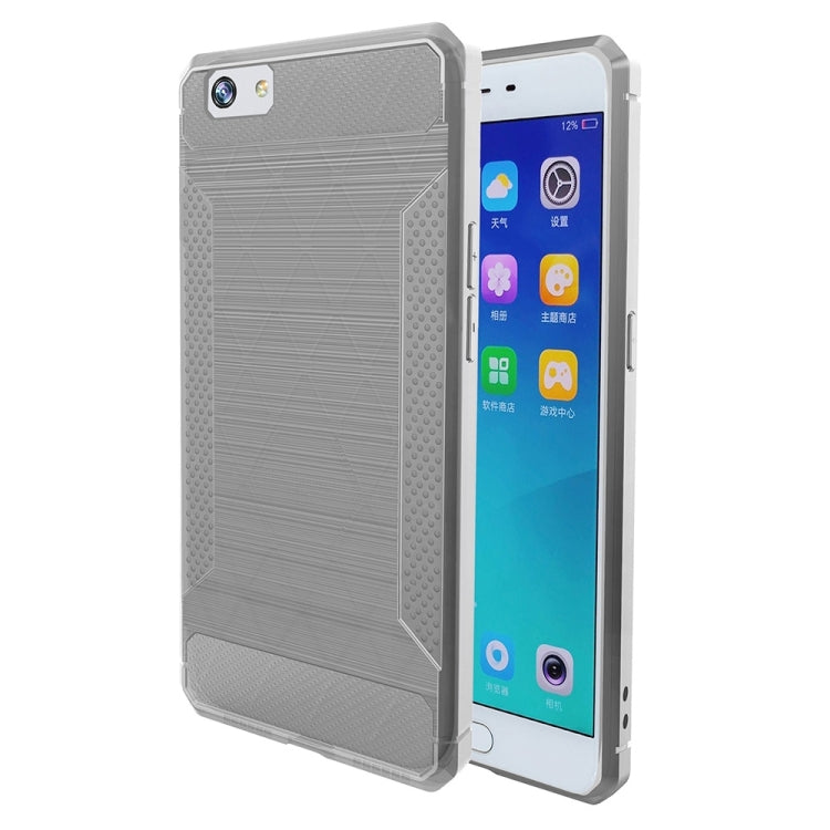 For OPPO  R9s Plus Brushed Texture Carbon Fiber Anti-slip TPU Protective Cover Case