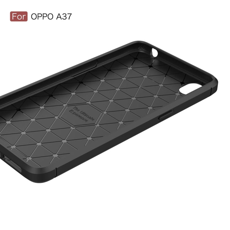 For OPPO  A37 Carbon Fiber TPU Brushed Texture Shockproof Protective Back Cover Case