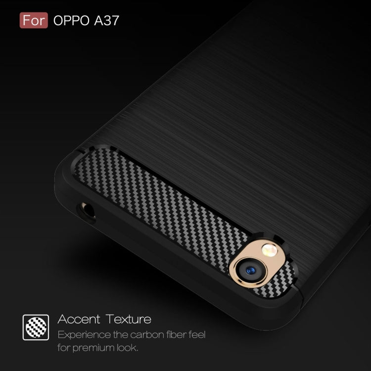 For OPPO  A37 Carbon Fiber TPU Brushed Texture Shockproof Protective Back Cover Case