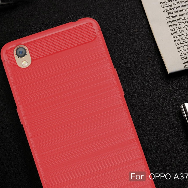For OPPO  A37 Carbon Fiber TPU Brushed Texture Shockproof Protective Back Cover Case