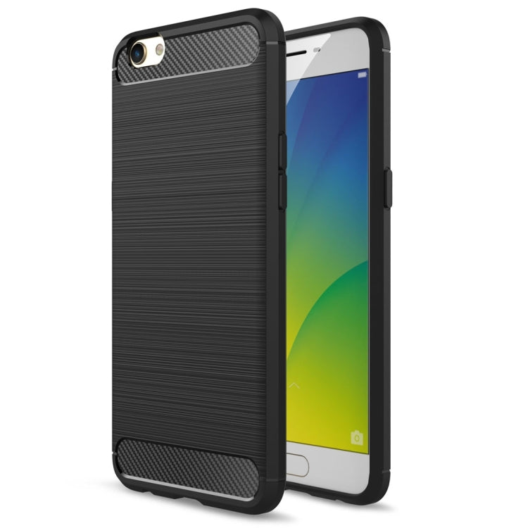 For OPPO  R9s Plus Carbon Fiber TPU Brushed Texture Shockproof Protective Back Cover Case