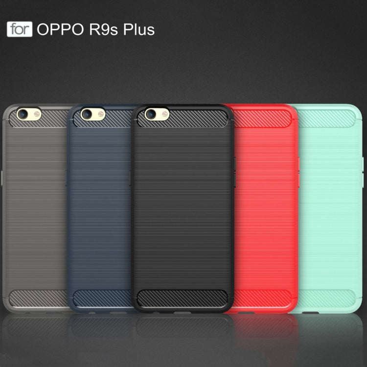 For OPPO  R9s Plus Carbon Fiber TPU Brushed Texture Shockproof Protective Back Cover Case