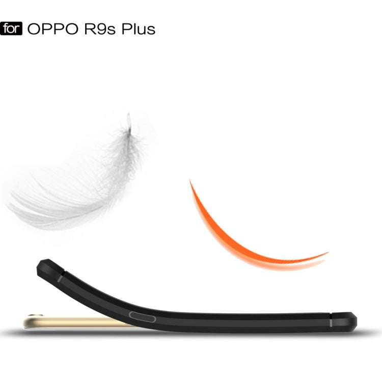 For OPPO  R9s Plus Carbon Fiber TPU Brushed Texture Shockproof Protective Back Cover Case