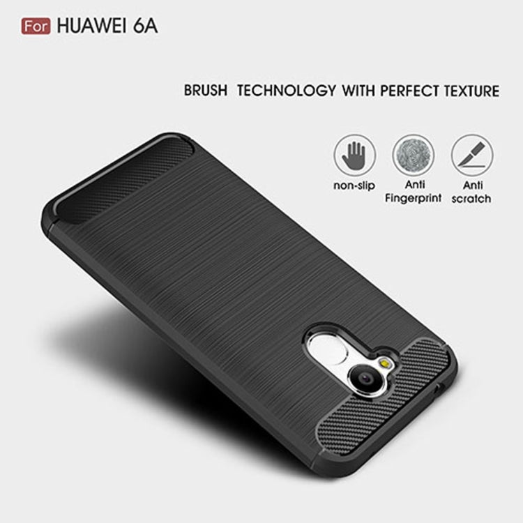 For Huawei  Honor 6A Carbon Fiber TPU Brushed Texture Shockproof Protective Back Cover Case