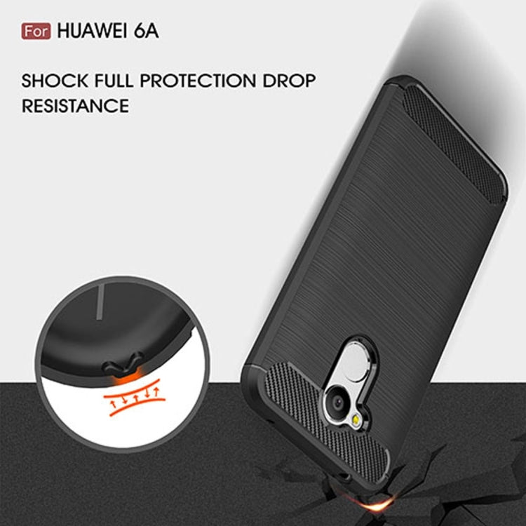 For Huawei  Honor 6A Carbon Fiber TPU Brushed Texture Shockproof Protective Back Cover Case