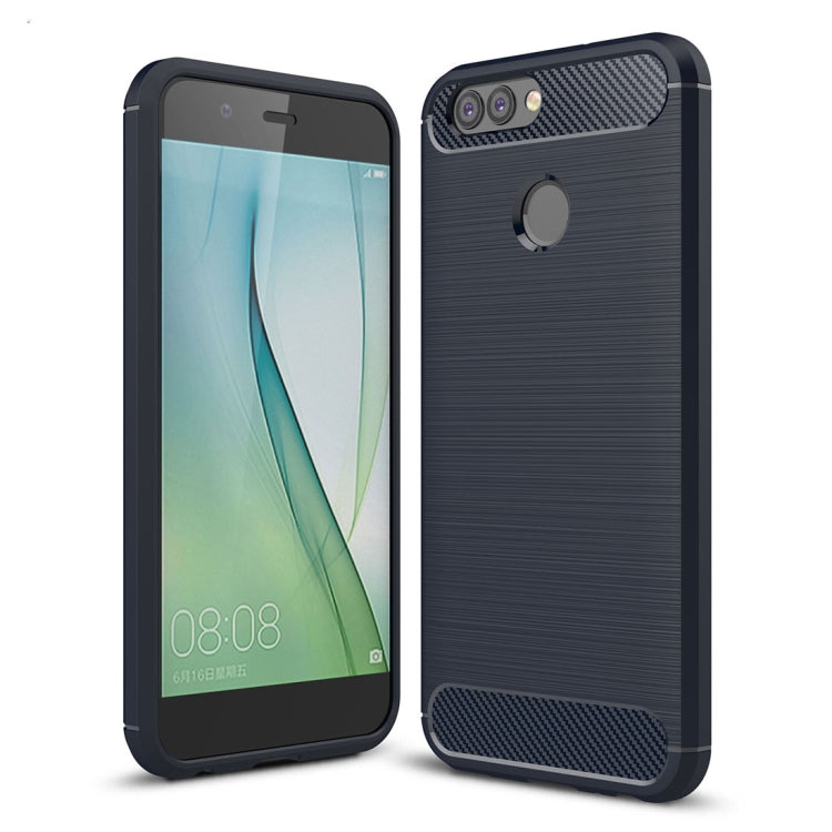 For Huawei  nova 2 Plus Carbon Fiber TPU Brushed Texture Shockproof Protective Back Cover Case