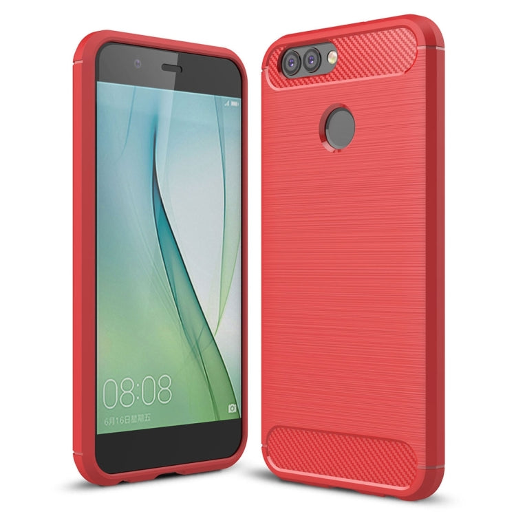 For Huawei  nova 2 Plus Carbon Fiber TPU Brushed Texture Shockproof Protective Back Cover Case