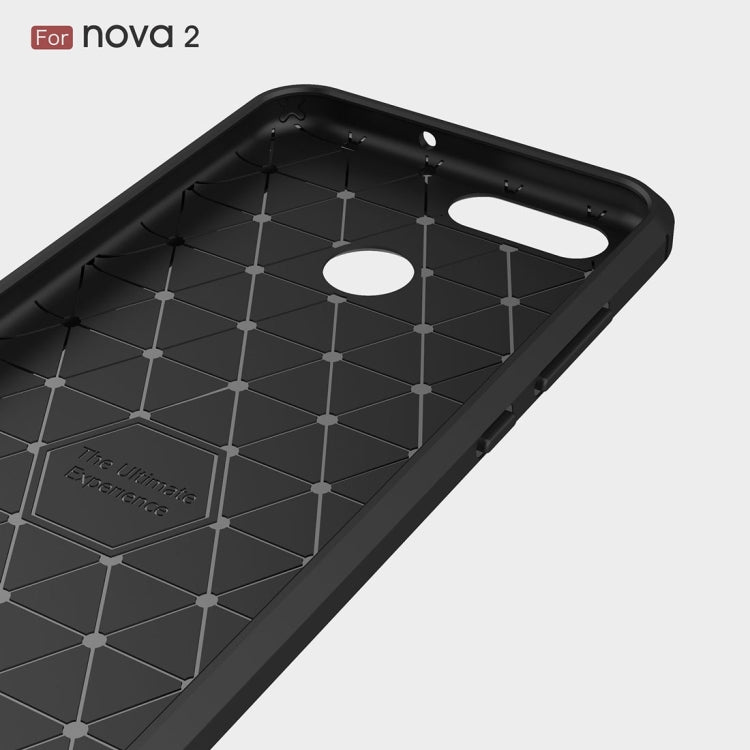 For Huawei  nova 2 Carbon Fiber TPU Brushed Texture Shockproof Protective Back Cover Case