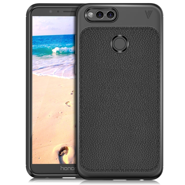 Lenuo for  Huawei Honor Play 7X Litchi Texture Full Coverage PU Leather + TPU Protective Back Cover Case