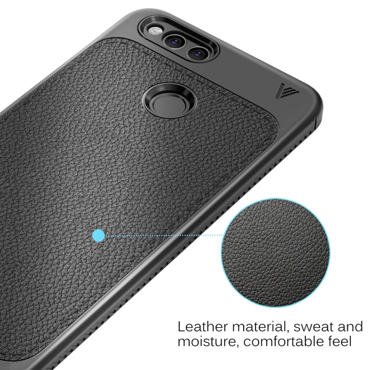 Lenuo for  Huawei Honor Play 7X Litchi Texture Full Coverage PU Leather + TPU Protective Back Cover Case