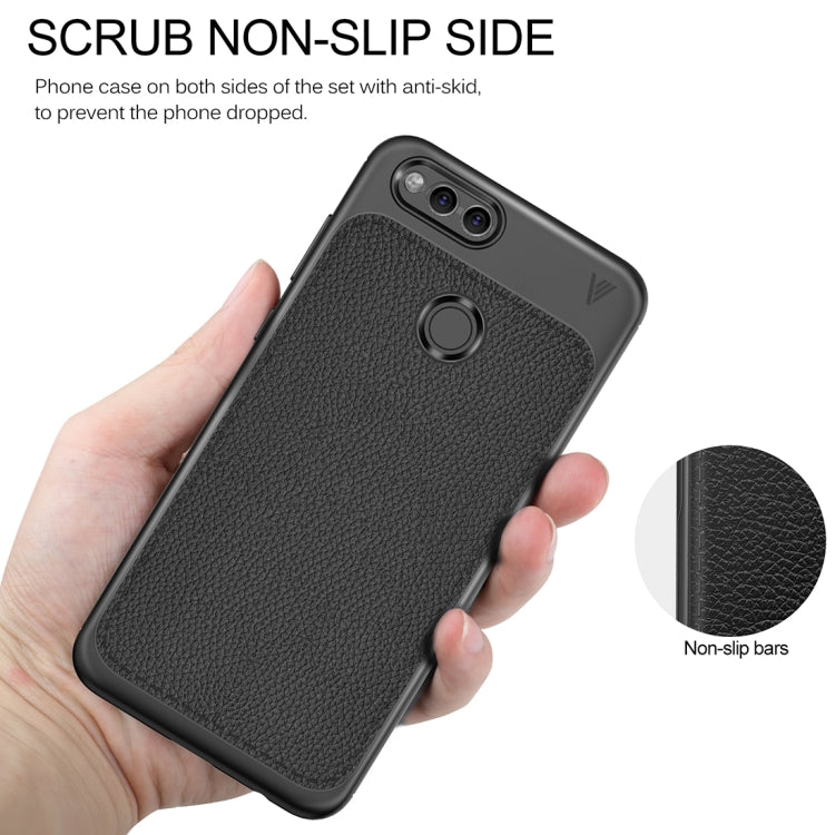 Lenuo for  Huawei Honor Play 7X Litchi Texture Full Coverage PU Leather + TPU Protective Back Cover Case