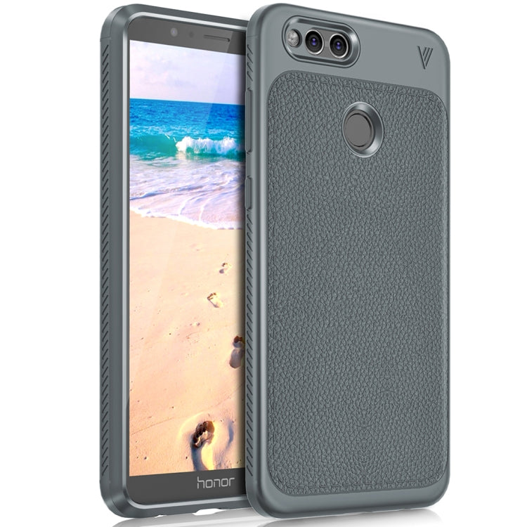 Lenuo for  Huawei Honor Play 7X Litchi Texture Full Coverage PU Leather + TPU Protective Back Cover Case