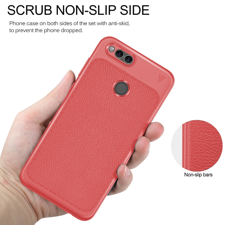 Lenuo for  Huawei Honor Play 7X Litchi Texture Full Coverage PU Leather + TPU Protective Back Cover Case