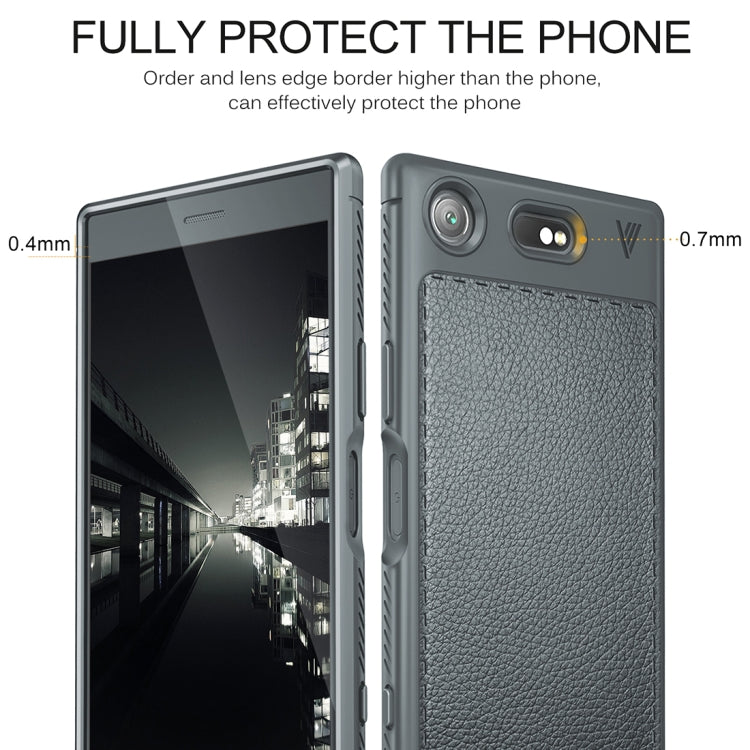 Lenuo for Sony Xperia XZ1 Litchi Texture Full Coverage PU Leather + TPU Protective Back Cover Soft Case