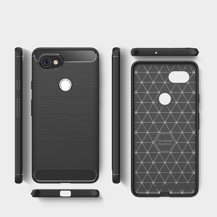 For Google Pixei 2 XL Brushed Texture Carbon Fiber Shockproof TPU Rugged Armor Protective Case