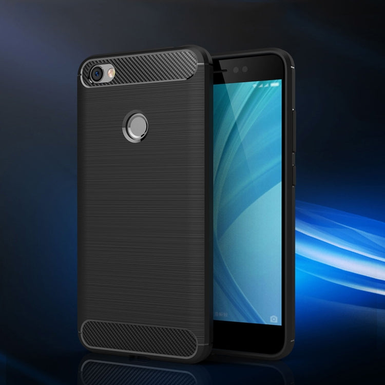 For Xiaomi Redmi Note 5A Brushed Texture Carbon Fiber Shockproof TPU Rugged Armor Protective Case