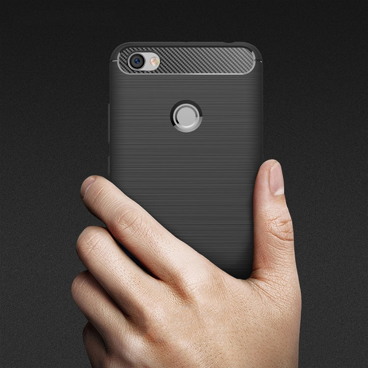For Xiaomi Redmi Note 5A Brushed Texture Carbon Fiber Shockproof TPU Rugged Armor Protective Case