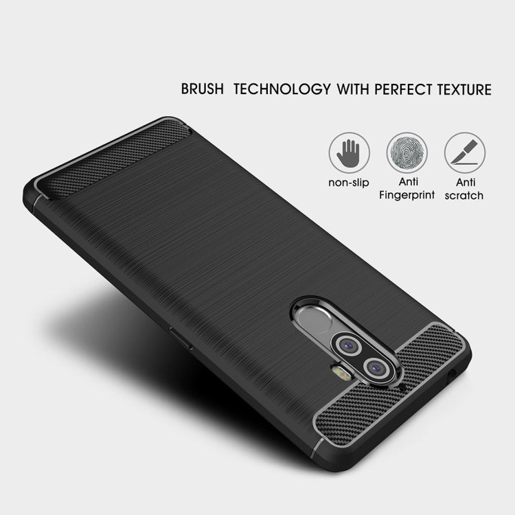 For Lenovo K8 Note Brushed Texture Carbon Fiber Shockproof TPU Rugged Armor Protective Case