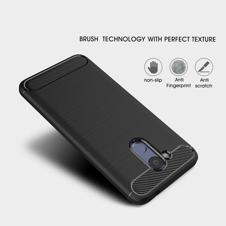For Huawei Honor V9 Play Brushed Texture Carbon Fiber Shockproof TPU Rugged Armor Protective Case
