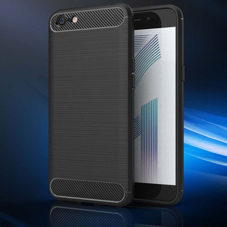 For OPPO A71 Brushed Texture Carbon Fiber Shockproof TPU Rugged Armor Protective Case