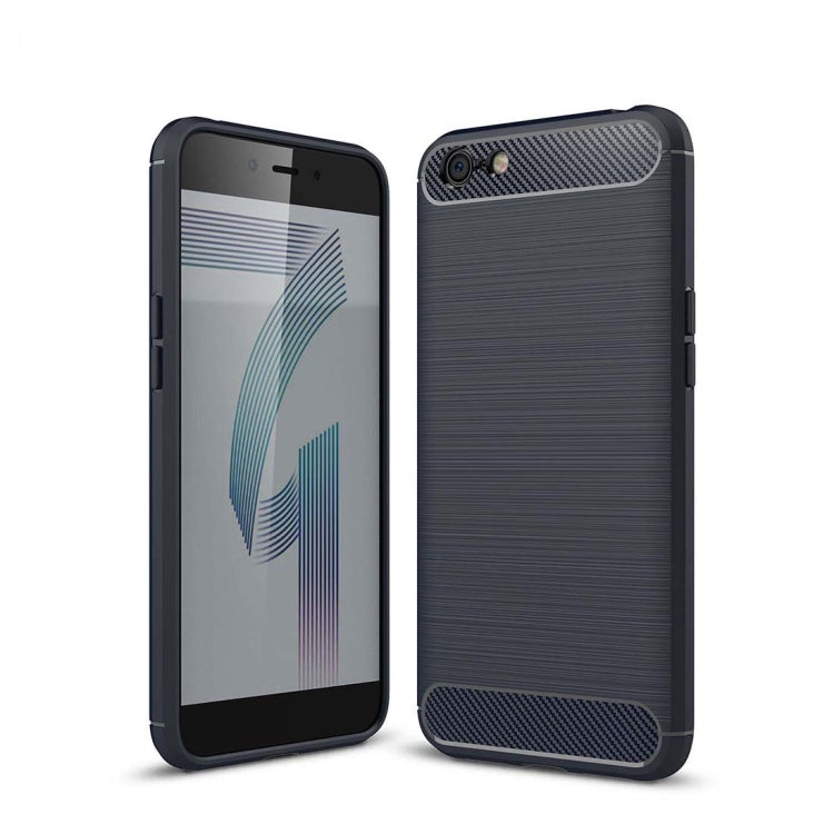 For OPPO A71 Brushed Texture Carbon Fiber Shockproof TPU Rugged Armor Protective Case
