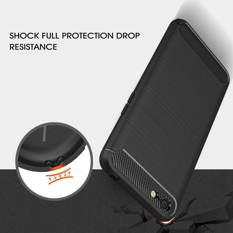 For OPPO A71 Brushed Texture Carbon Fiber Shockproof TPU Rugged Armor Protective Case