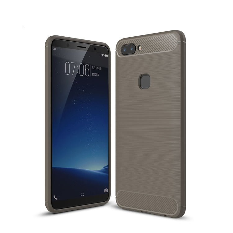 For Vivo X20 Brushed Texture Carbon Fiber Shockproof TPU Rugged Armor Protective Case