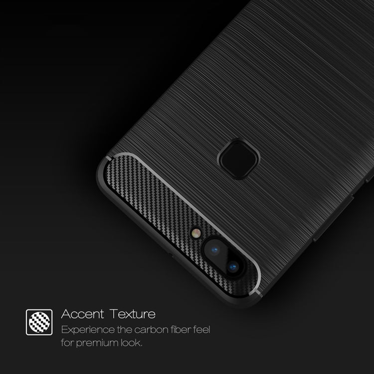 For Vivo X20 Brushed Texture Carbon Fiber Shockproof TPU Rugged Armor Protective Case