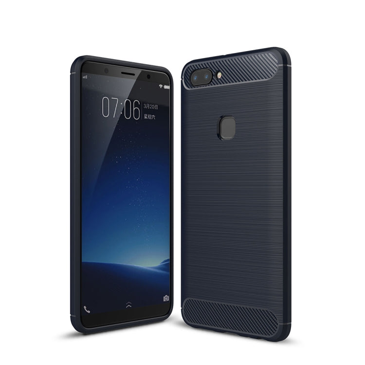For Vivo X20 Brushed Texture Carbon Fiber Shockproof TPU Rugged Armor Protective Case