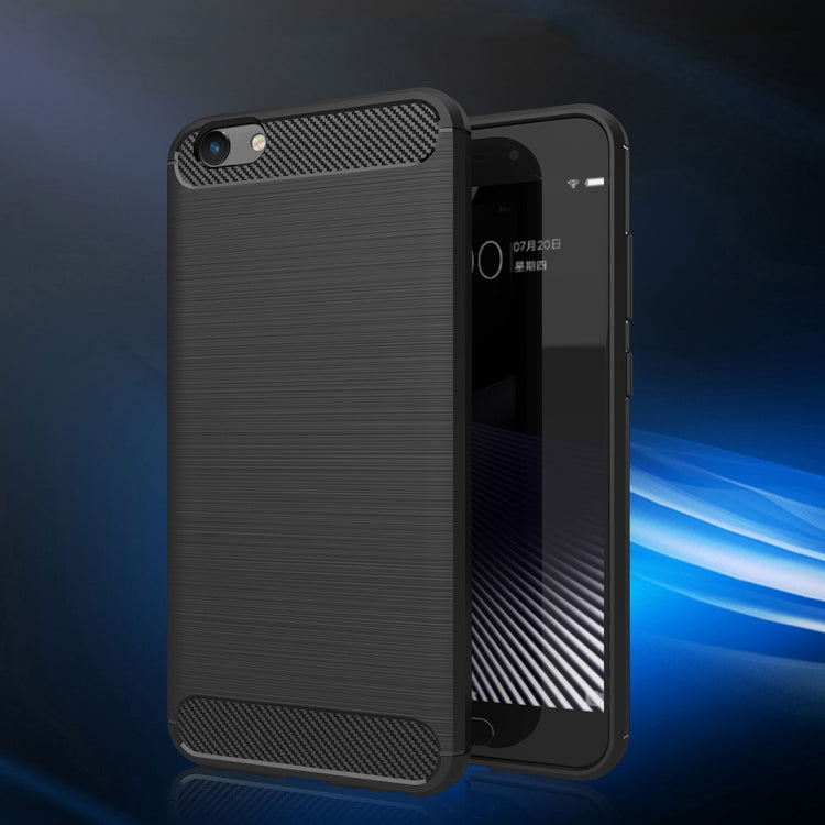 For Vivo Y69 Brushed Texture Carbon Fiber Shockproof TPU Rugged Armor Protective Case