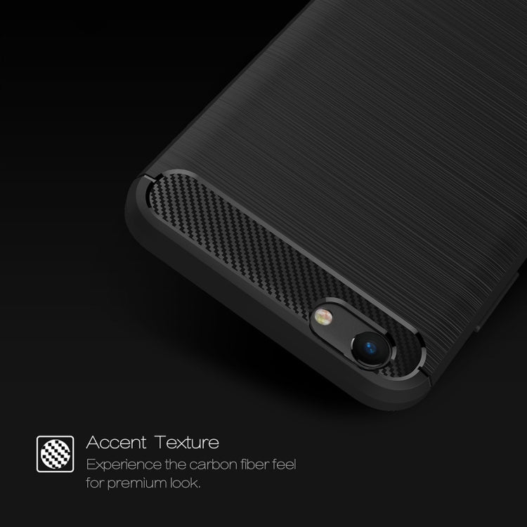 For Vivo Y69 Brushed Texture Carbon Fiber Shockproof TPU Rugged Armor Protective Case