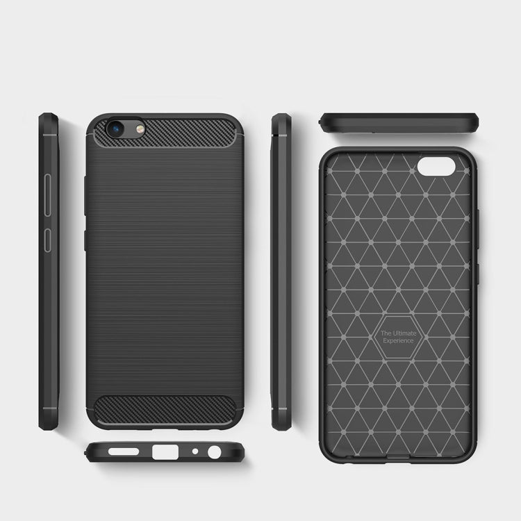 For Vivo Y69 Brushed Texture Carbon Fiber Shockproof TPU Rugged Armor Protective Case