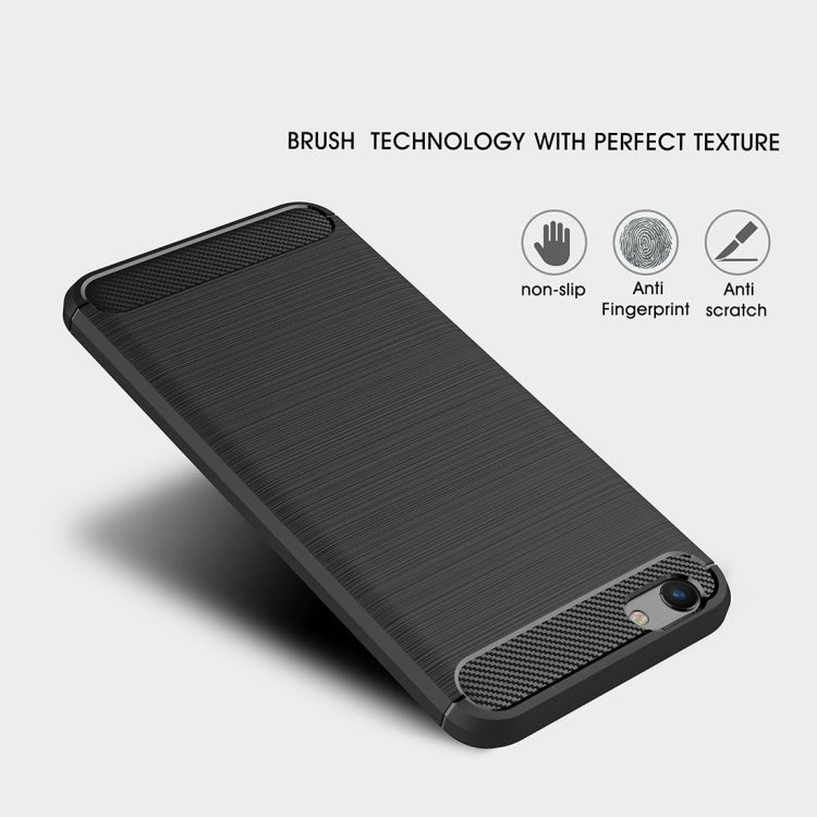 For Vivo Y69 Brushed Texture Carbon Fiber Shockproof TPU Rugged Armor Protective Case