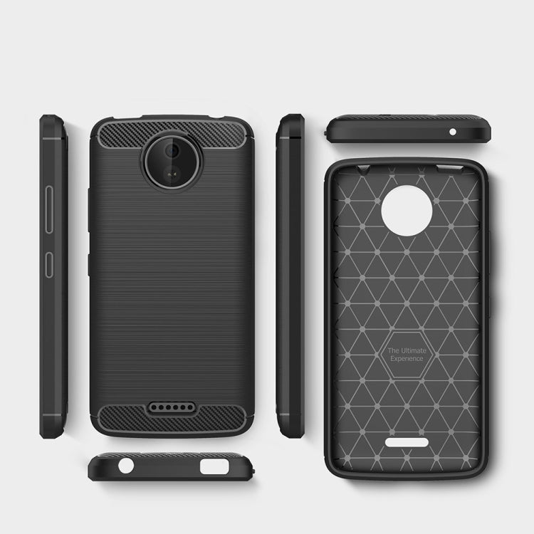 For Motorola Moto C Brushed Texture Carbon Fiber Shockproof TPU Rugged Armor Protective Case