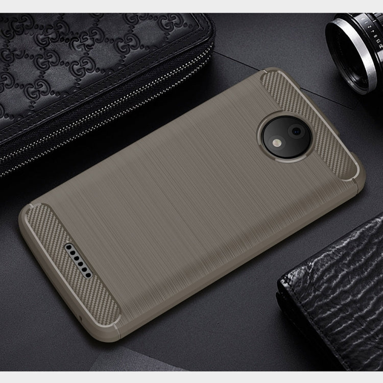 For Motorola Moto C Plus Brushed Texture Carbon Fiber Shockproof TPU Rugged Armor Protective Case
