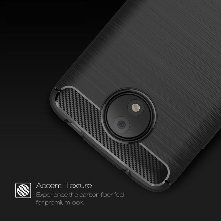 For Motorola Moto C Plus Brushed Texture Carbon Fiber Shockproof TPU Rugged Armor Protective Case