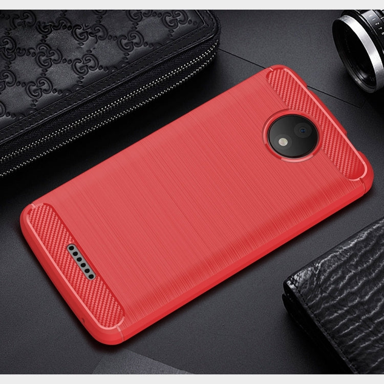 For Motorola Moto C Plus Brushed Texture Carbon Fiber Shockproof TPU Rugged Armor Protective Case
