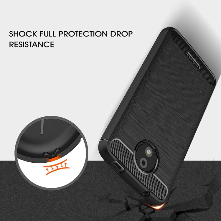 For Motorola Moto C Plus Brushed Texture Carbon Fiber Shockproof TPU Rugged Armor Protective Case