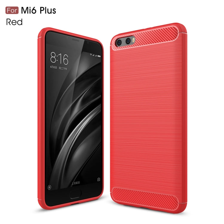 For Xiaomi  Mi 6 Plus Brushed Texture Carbon Fiber Shockproof TPU Rugged Armor Protective Case