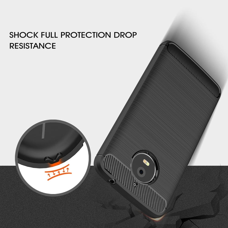 For Motorola Moto E4 Plus (EU Version) Brushed Texture Carbon Fiber Shockproof TPU Rugged Armor Protective Case