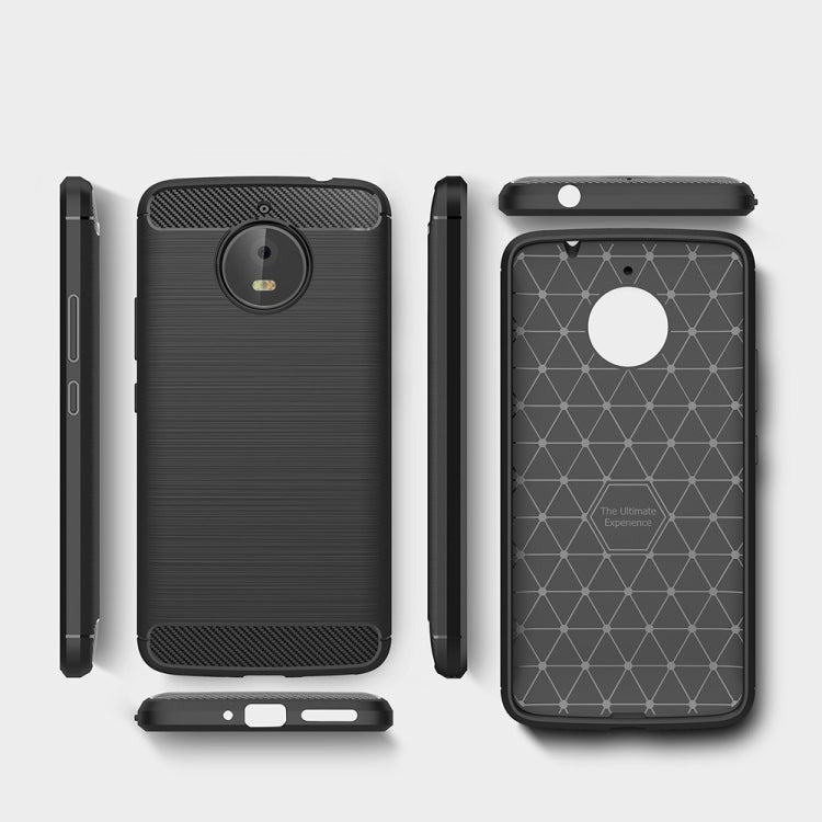 For Motorola Moto E4 Plus (EU Version) Brushed Texture Carbon Fiber Shockproof TPU Rugged Armor Protective Case