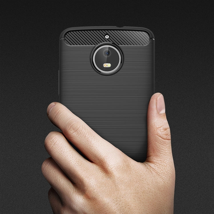 For Motorola Moto E4 (EU Version) Brushed Texture Carbon Fiber Shockproof TPU Rugged Armor Protective Case