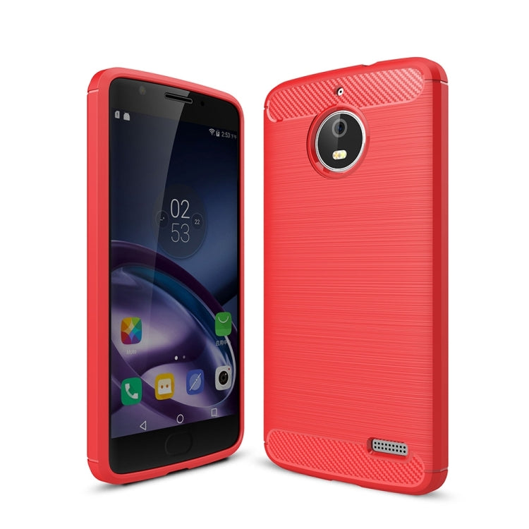 For Motorola Moto E4 (EU Version) Brushed Texture Carbon Fiber Shockproof TPU Rugged Armor Protective Case