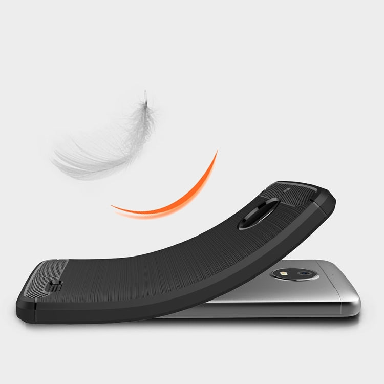 For Motorola Moto E4 (EU Version) Brushed Texture Carbon Fiber Shockproof TPU Rugged Armor Protective Case