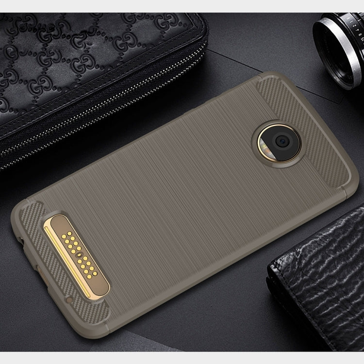 For Motorola Moto Z2 Play Brushed Texture Carbon Fiber Shockproof TPU Rugged Armor Protective Case