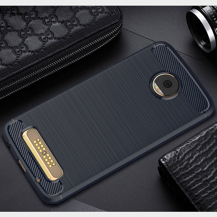 For Motorola Moto Z2 Play Brushed Texture Carbon Fiber Shockproof TPU Rugged Armor Protective Case