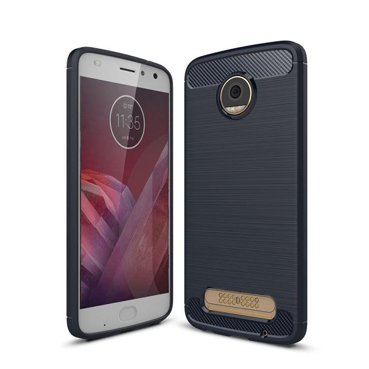 For Motorola Moto Z2 Play Brushed Texture Carbon Fiber Shockproof TPU Rugged Armor Protective Case