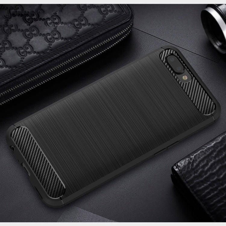 For OPPO  R11 Brushed Texture Carbon Fiber Shockproof TPU Rugged Armor Protective Case