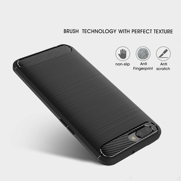 For OPPO  R11 Brushed Texture Carbon Fiber Shockproof TPU Rugged Armor Protective Case